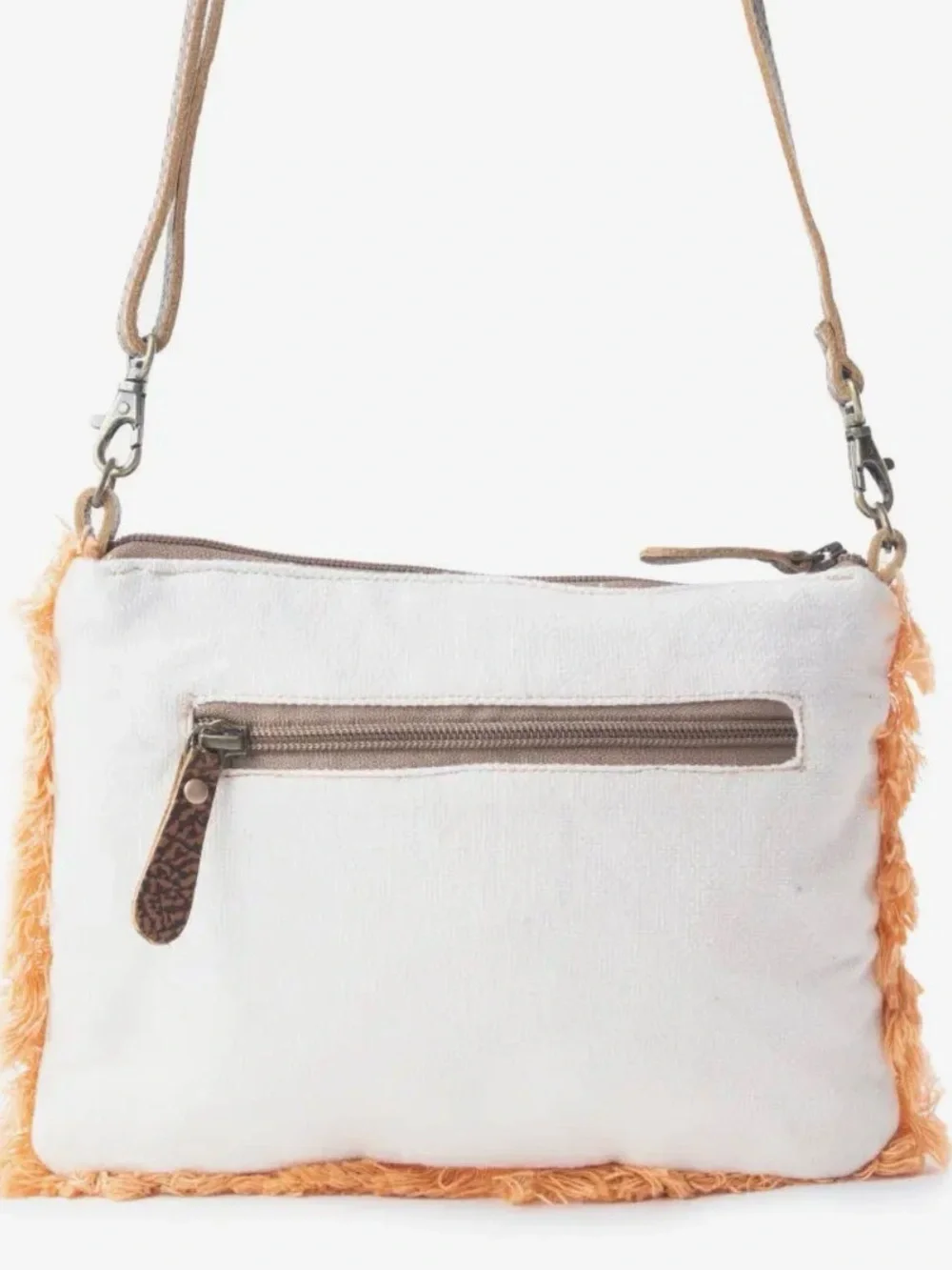 Myra Bag Gray, White & Orange Diagonal Stripe Crossbody